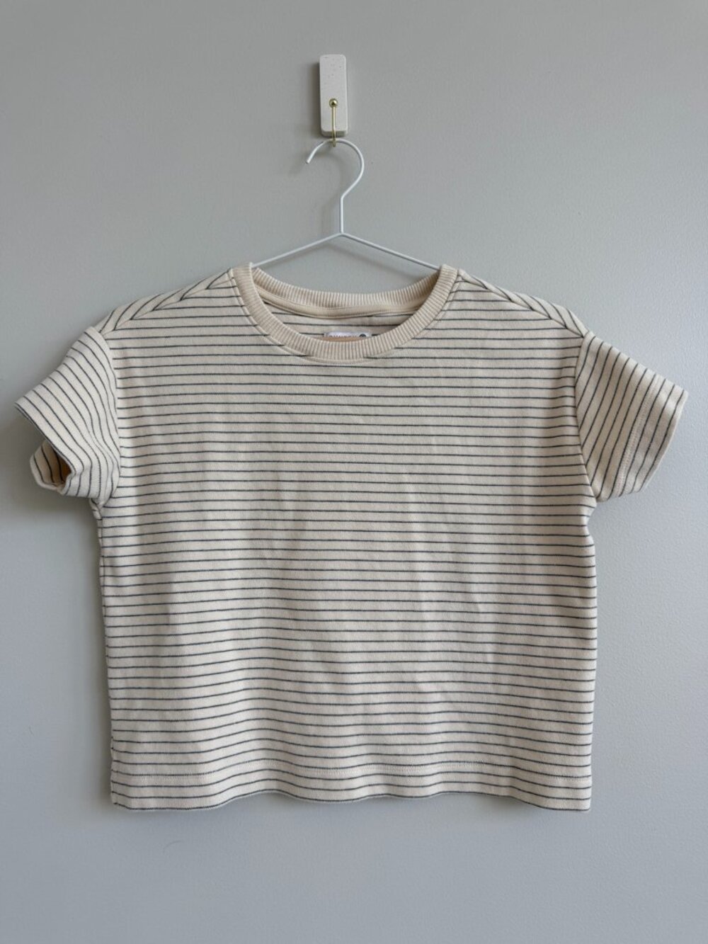 SUNDRY Striped Heavyweight Cotton Tee XS Cream Navy